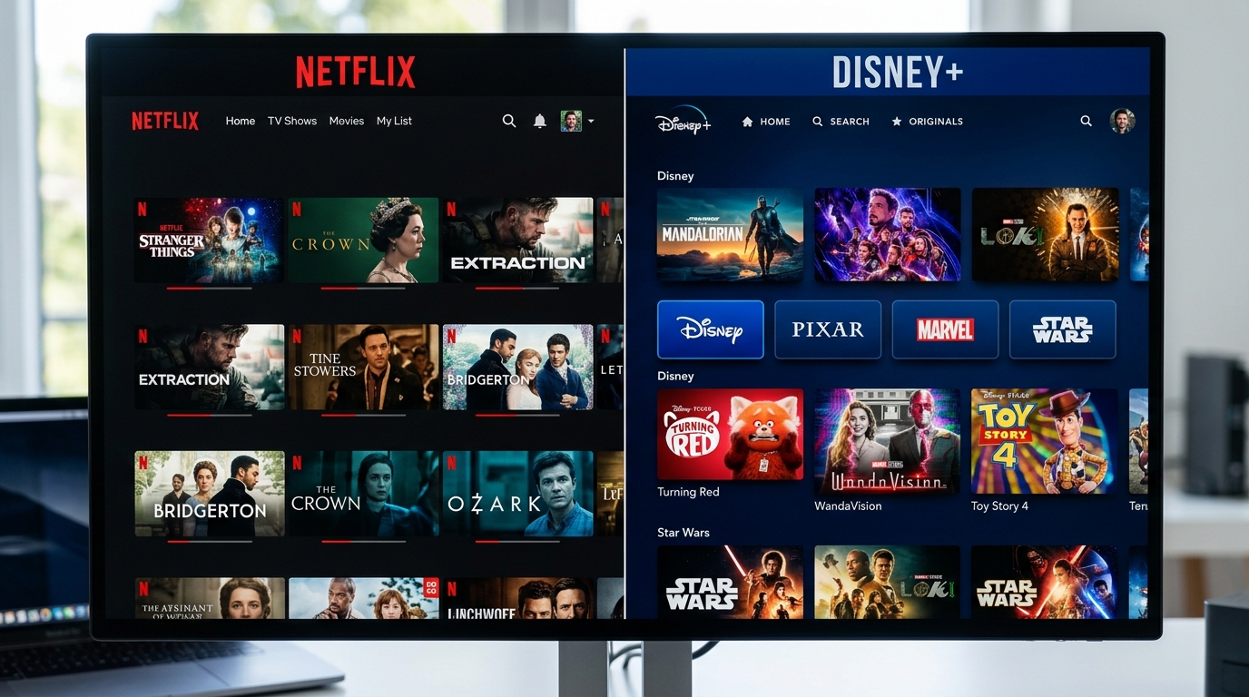 Netflix 与 Disney+ 界面对比